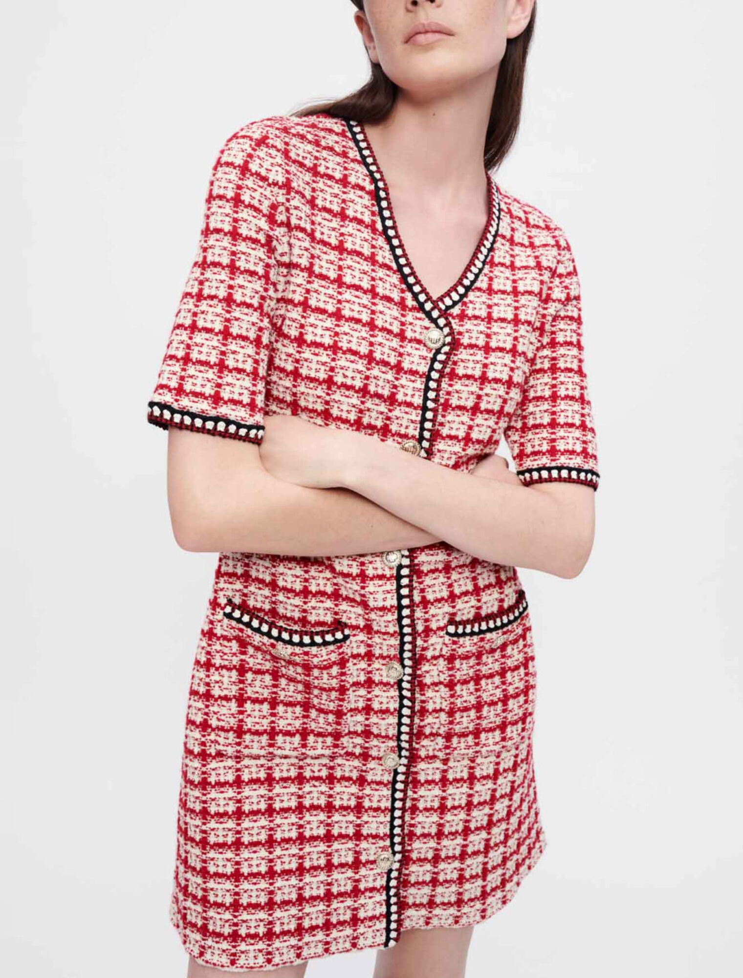 Robe en maille façon tweed à carreaux