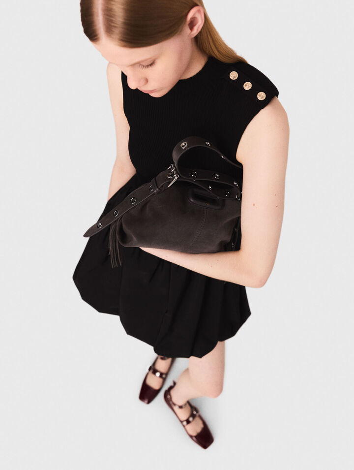 Robe courte en maille et taffetas