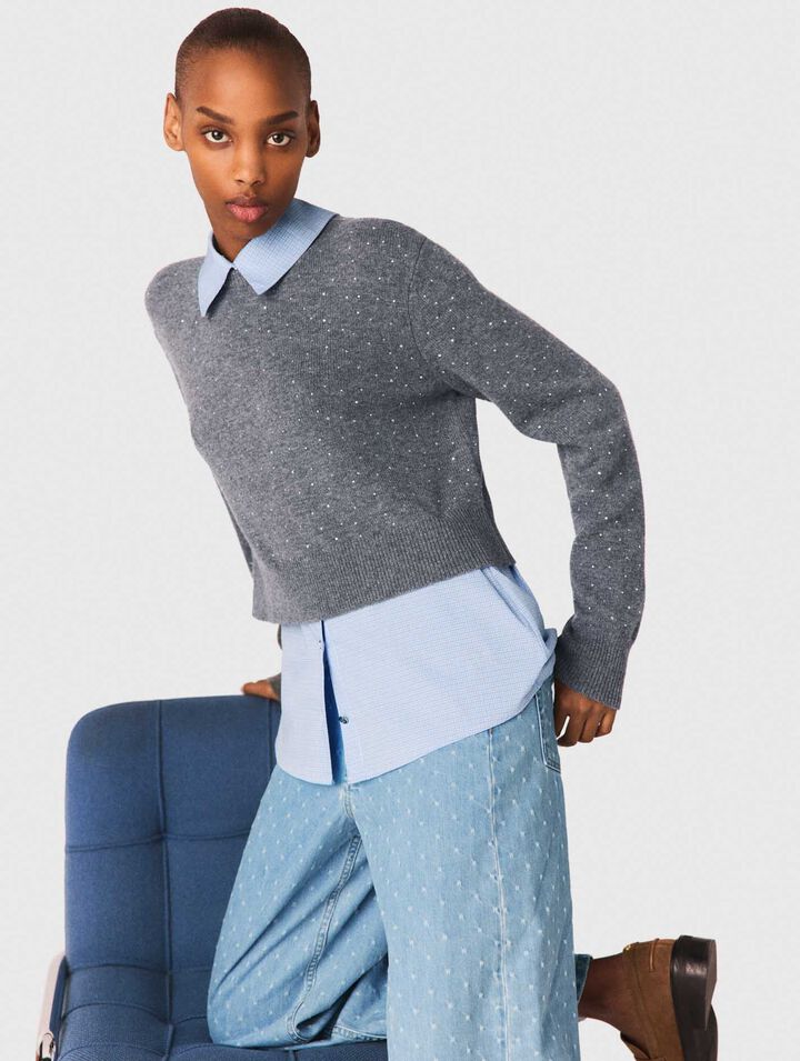 Pull strass&eacute; avec details amovibles