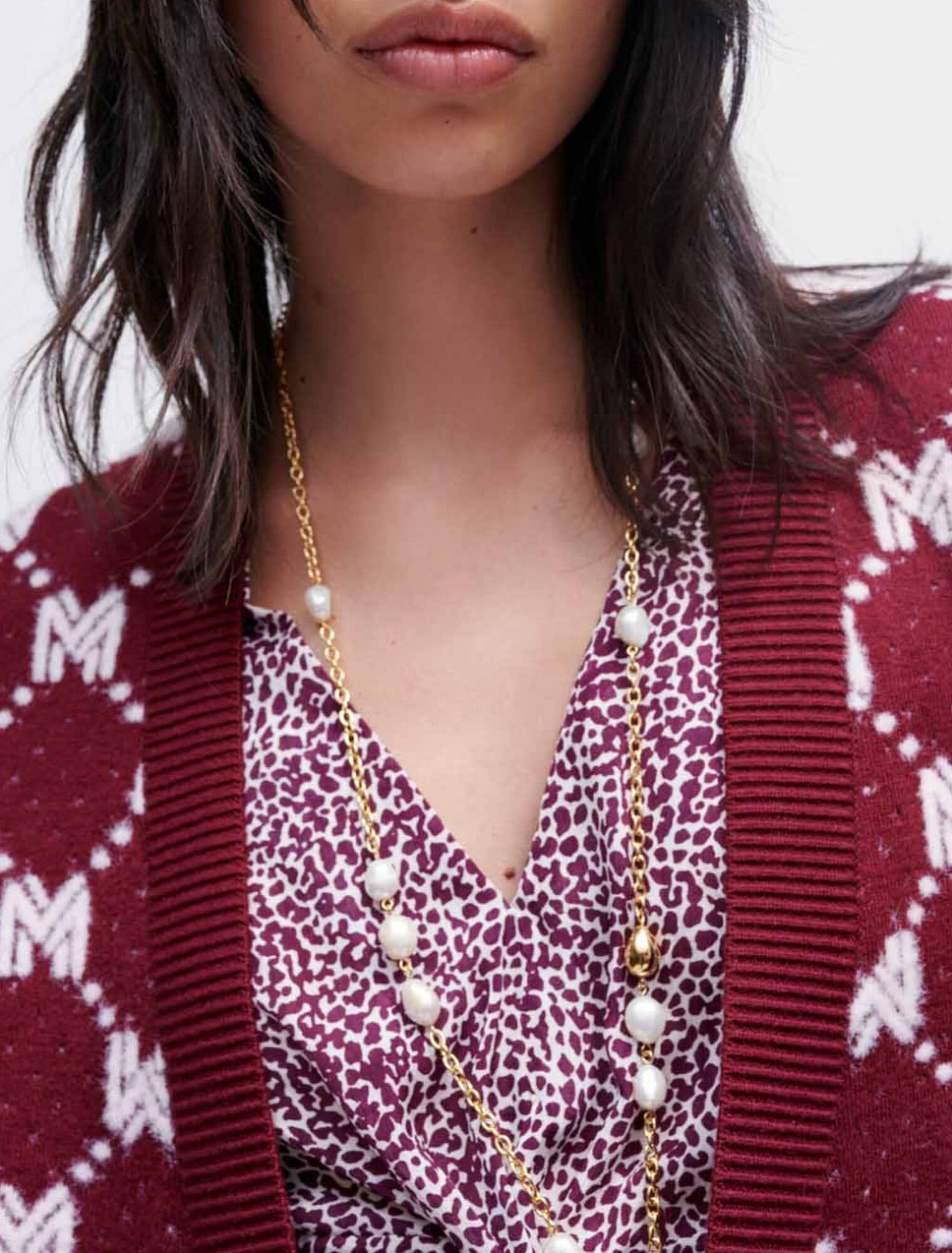 Cardigan en maille Jacquard Maje