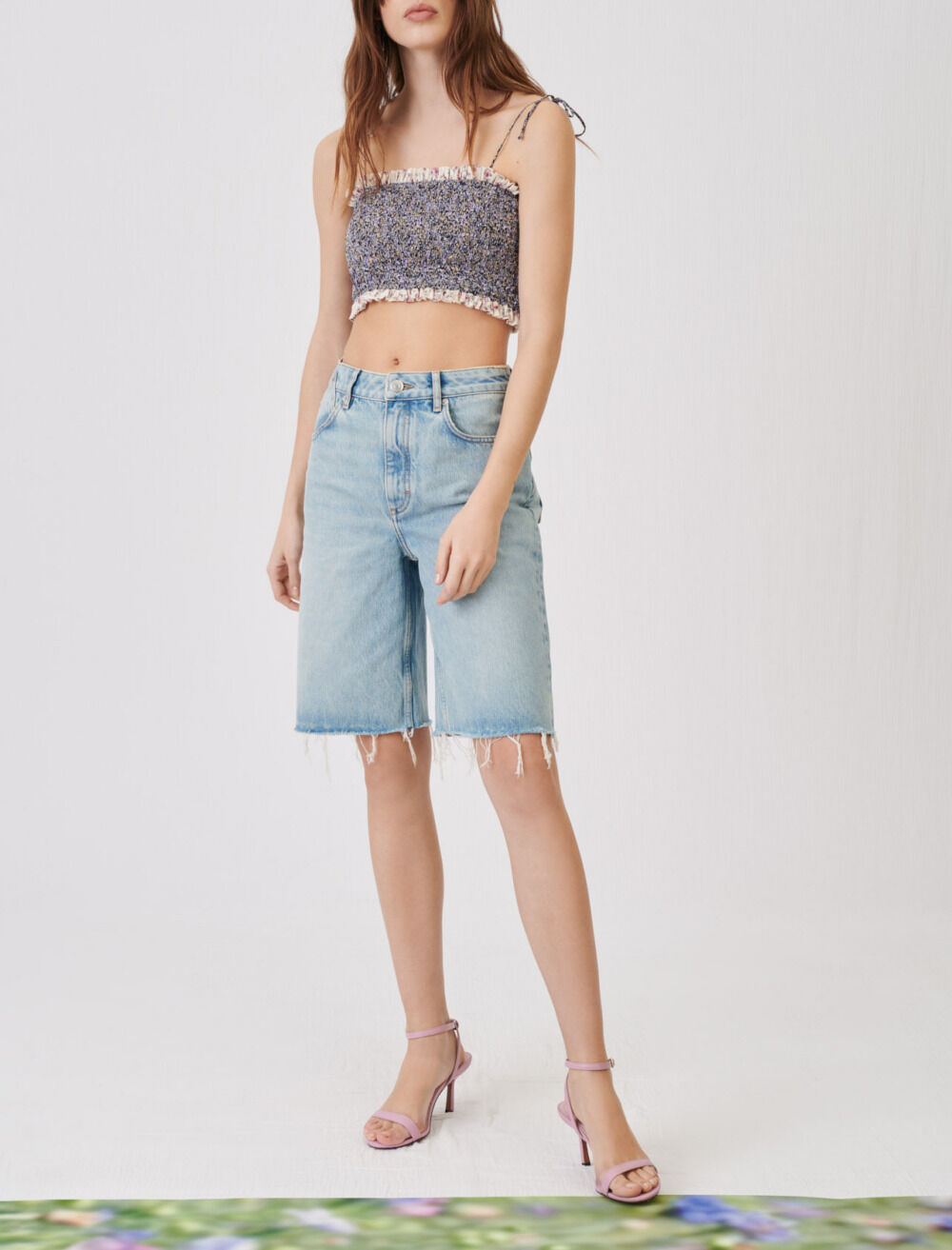 Straight denim shorts