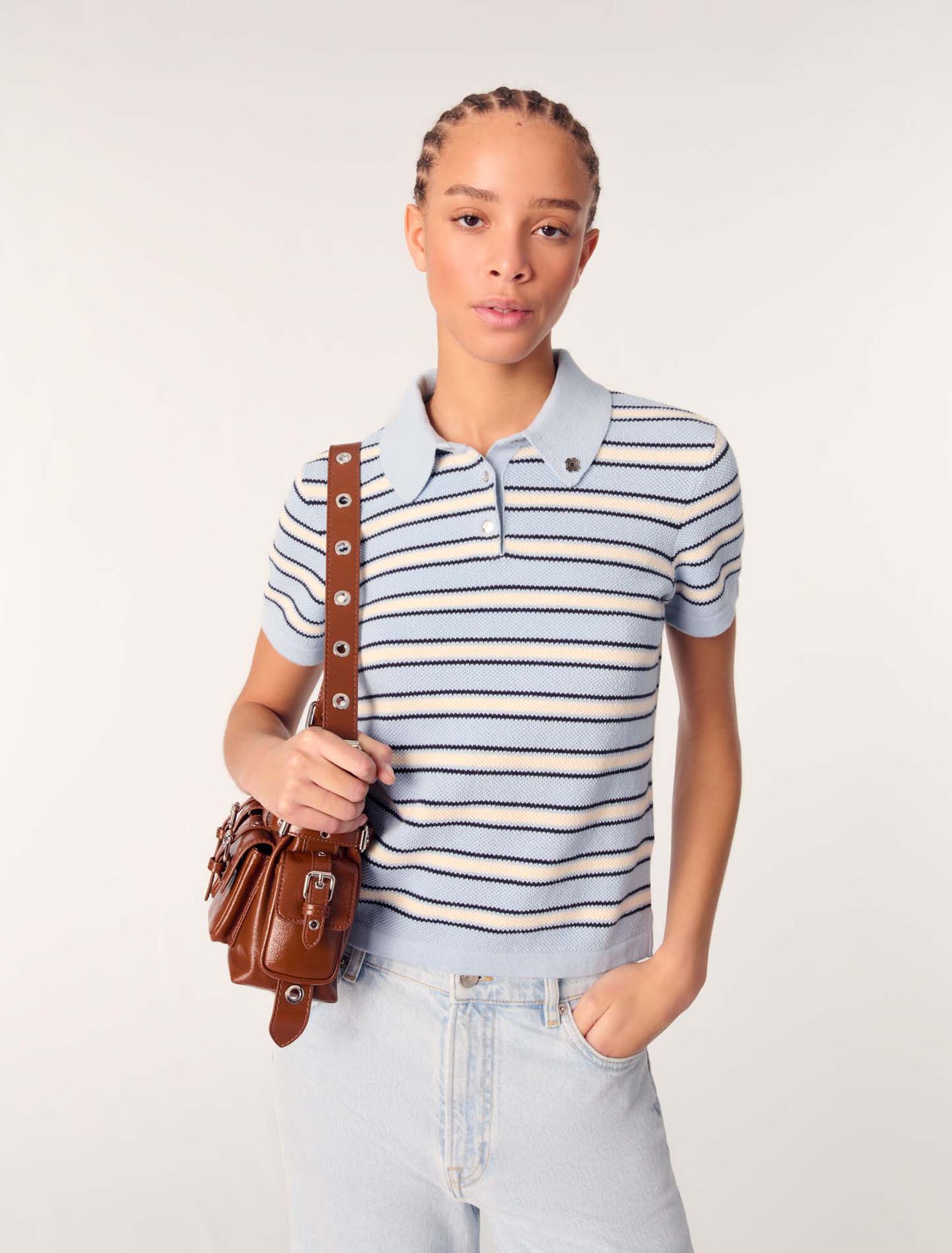 Polo en maille à rayures