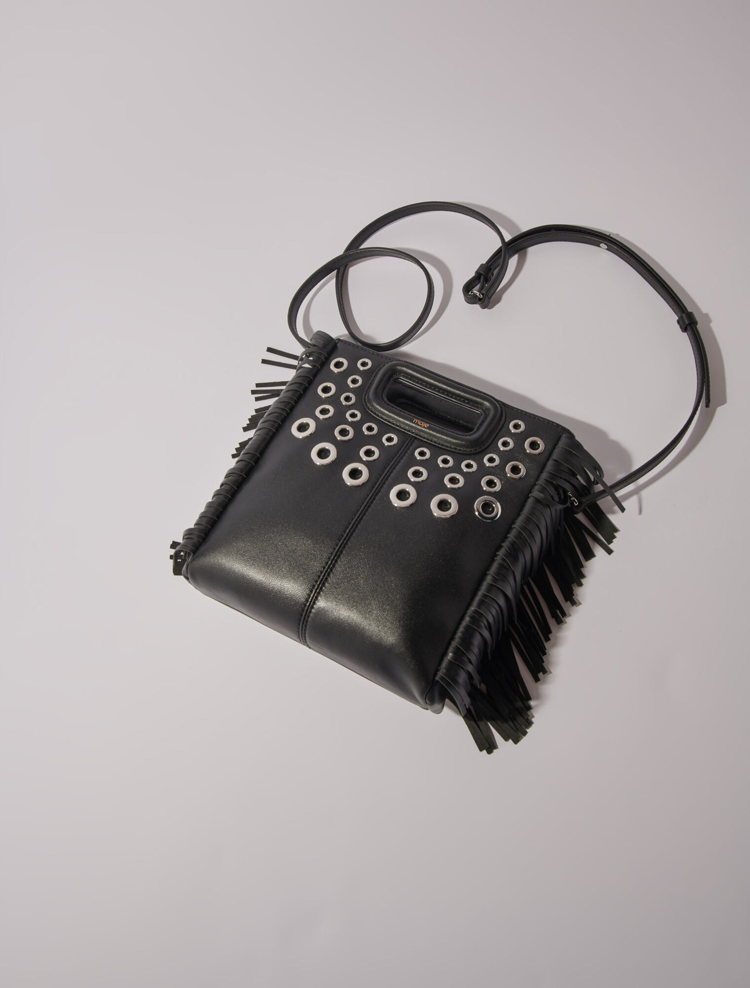 Leather M bag with eyelets