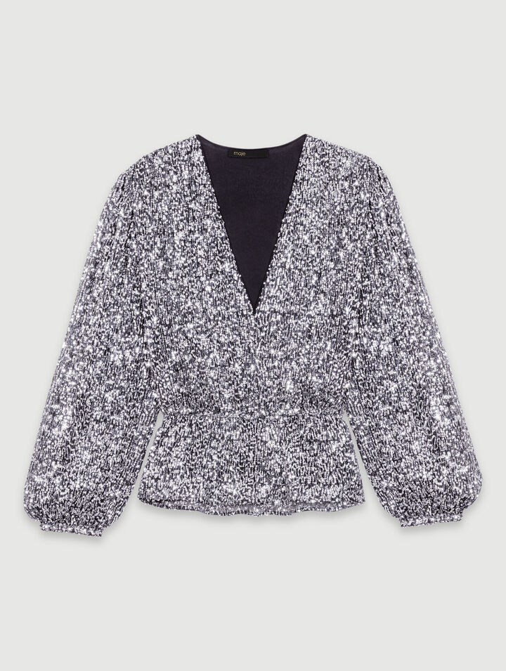 Top smocké à sequins