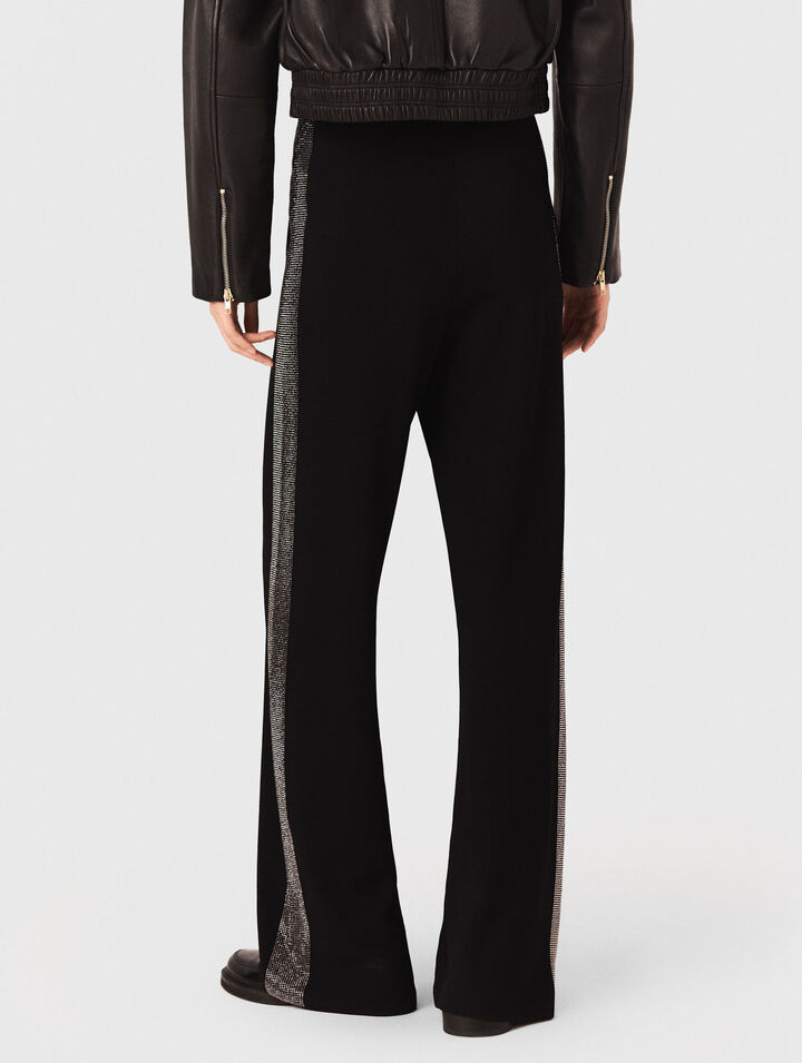 Pantalon avec bande strassée