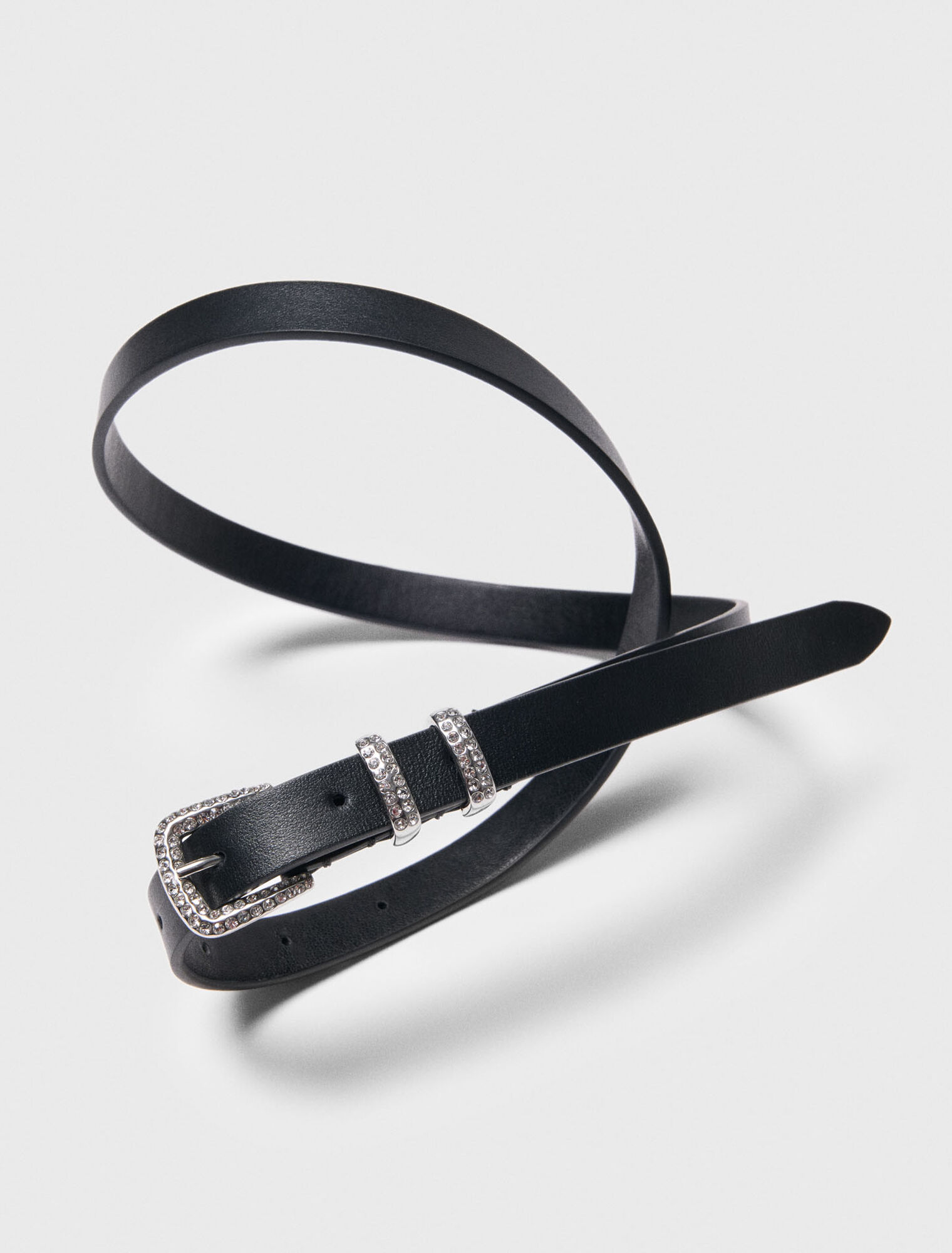 Ceinture fine à boucle strassée