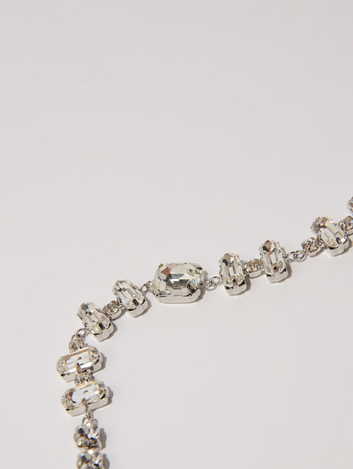 Collier chocker argenté à strass