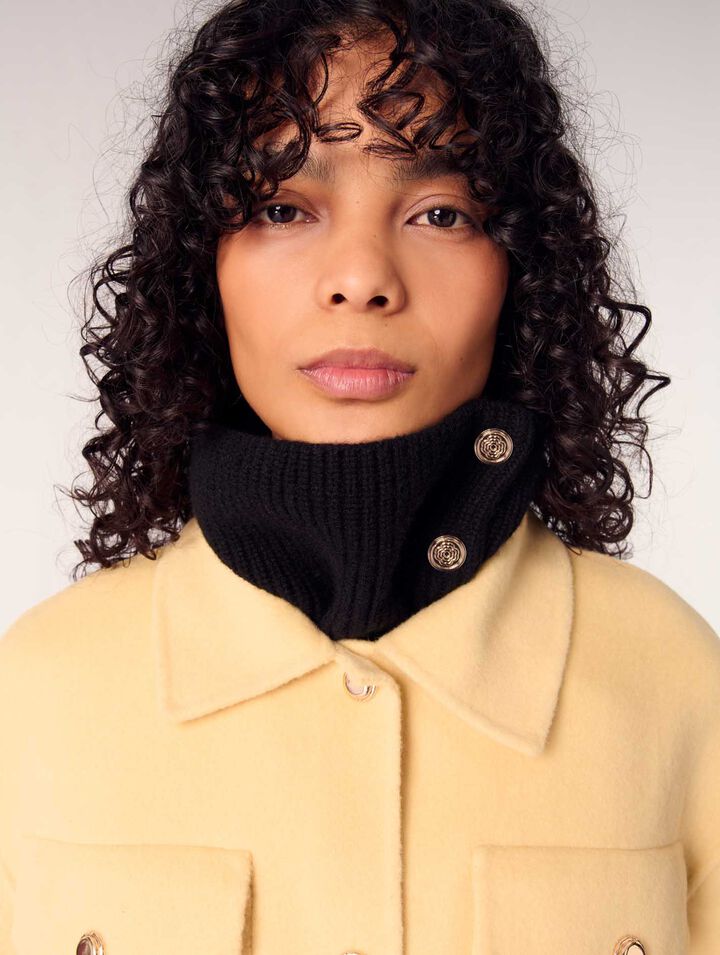 Manteau court double face ceinturé