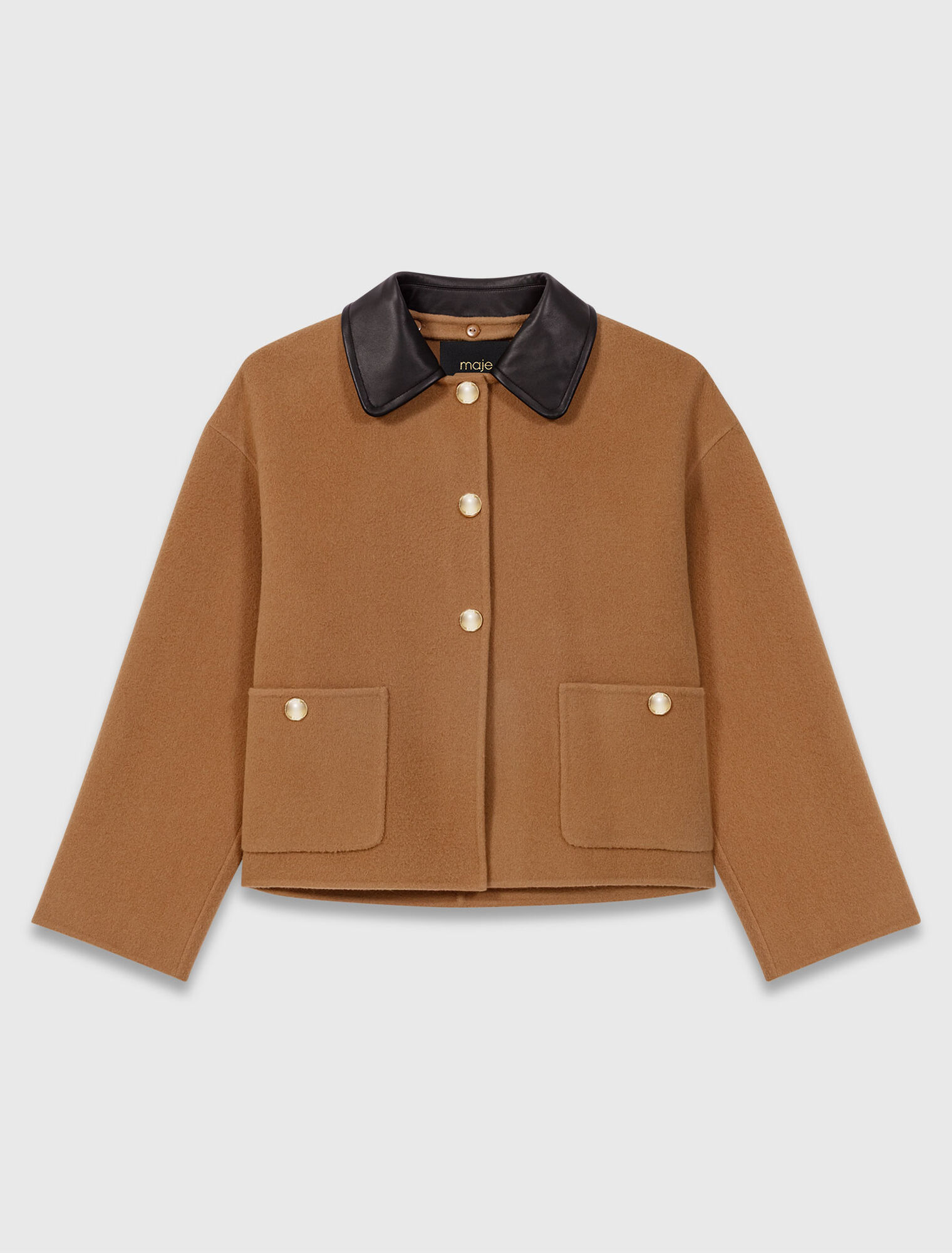 Double-faced coat with leather