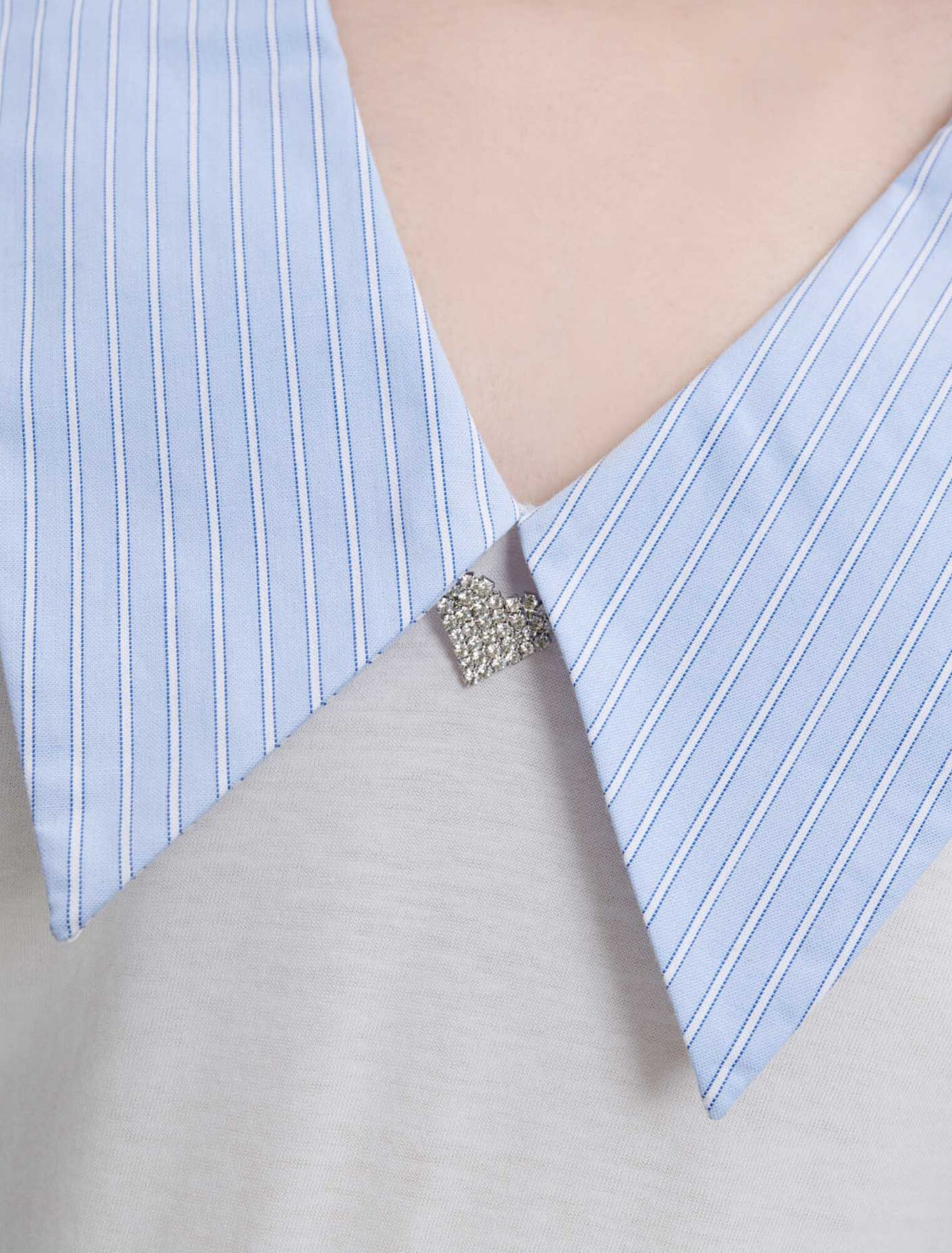 Tee-shirt en mix matière à col