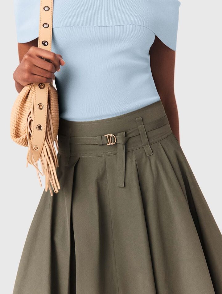 Cotton pleated maxi skirt