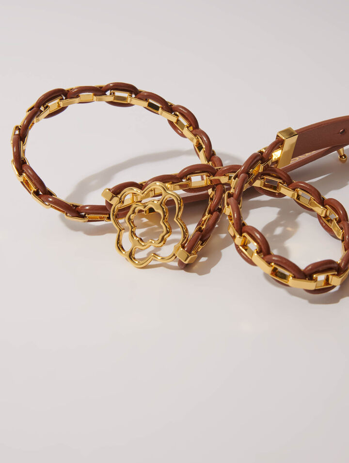 Leather belt with links