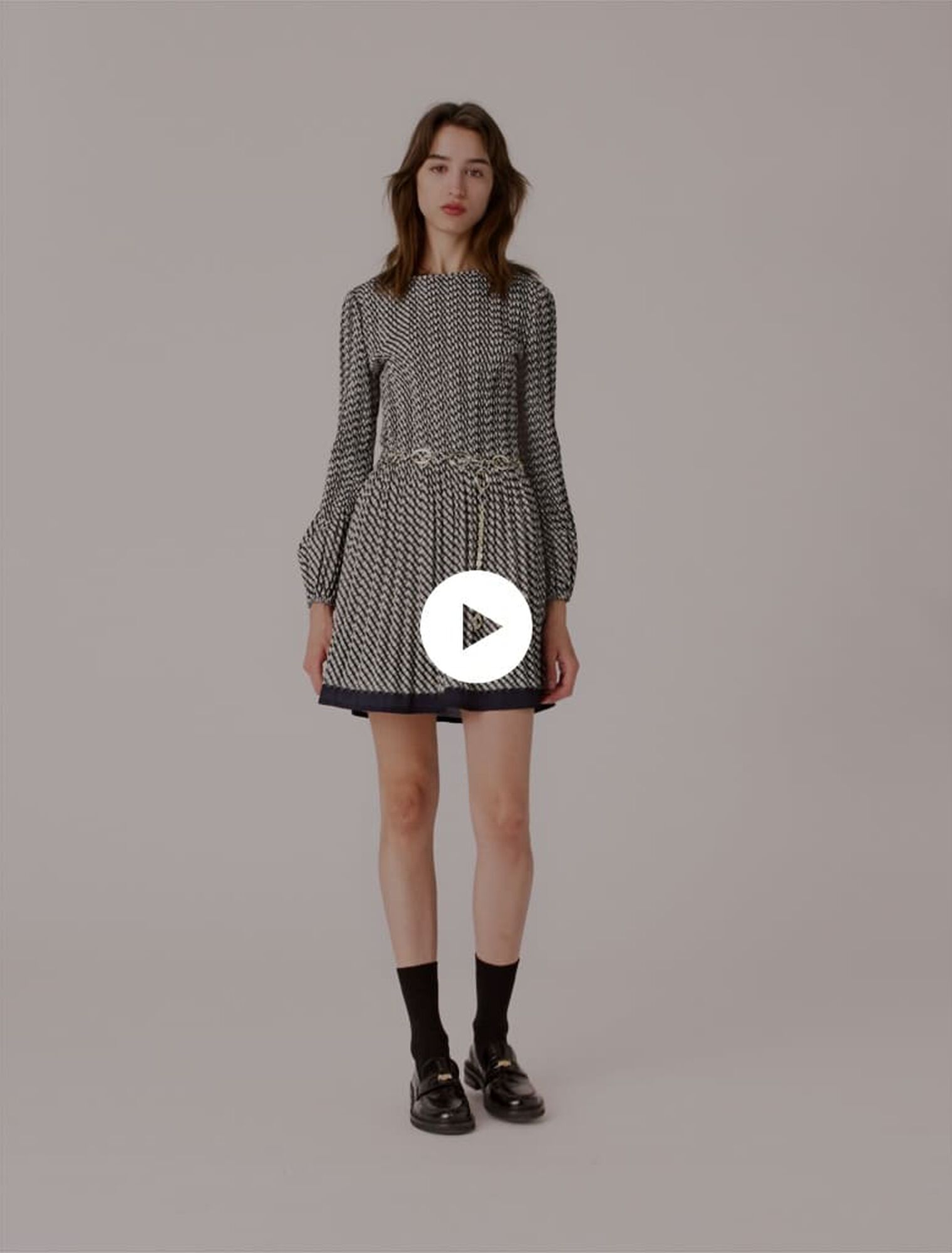 Patterned pleated dress