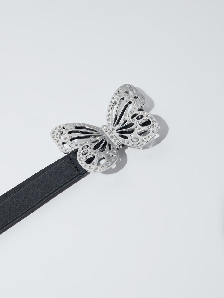Ceinture fine papillon strassé