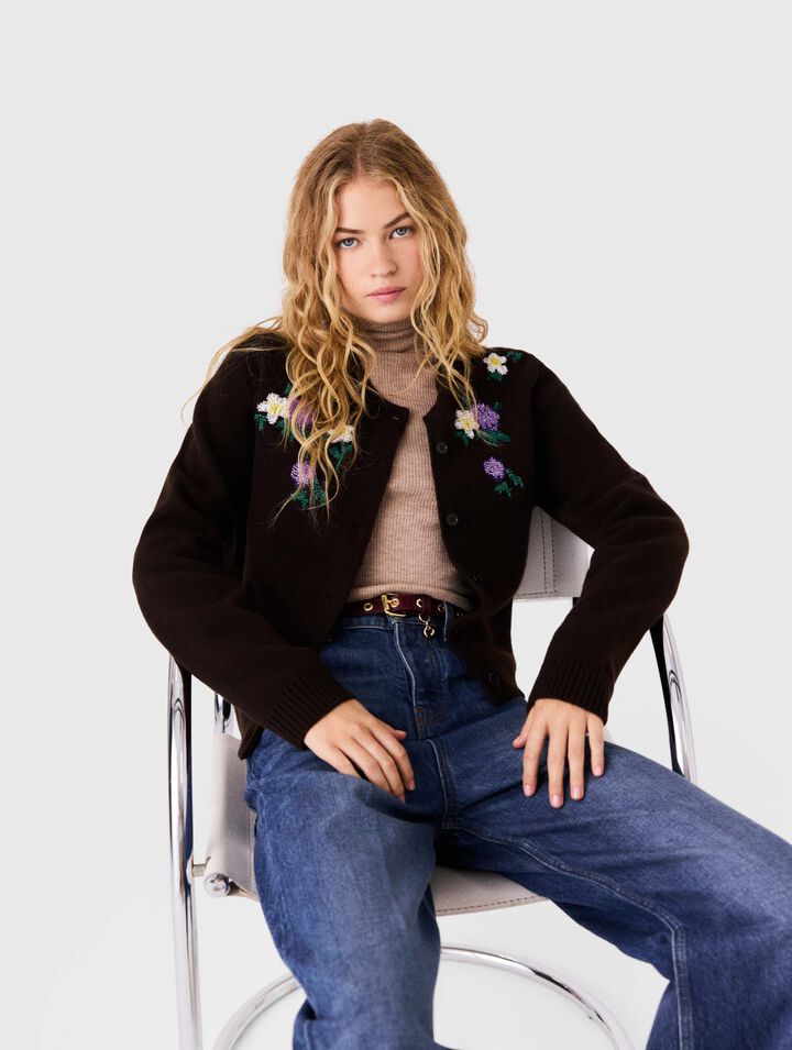 Cardigan with floral embroidery