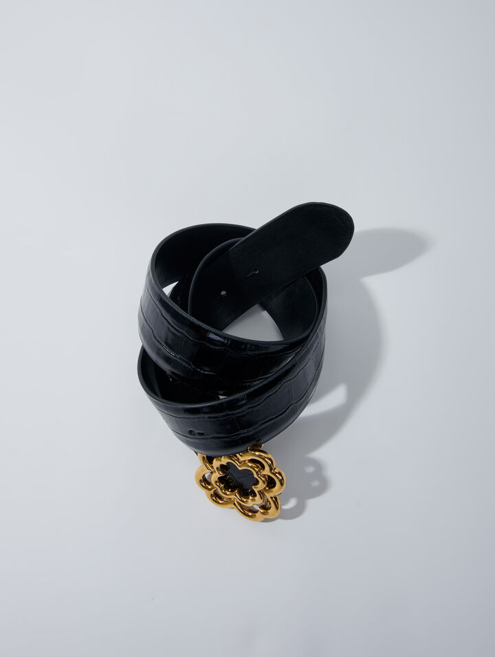 Ceinture Clover en cuir effet croco