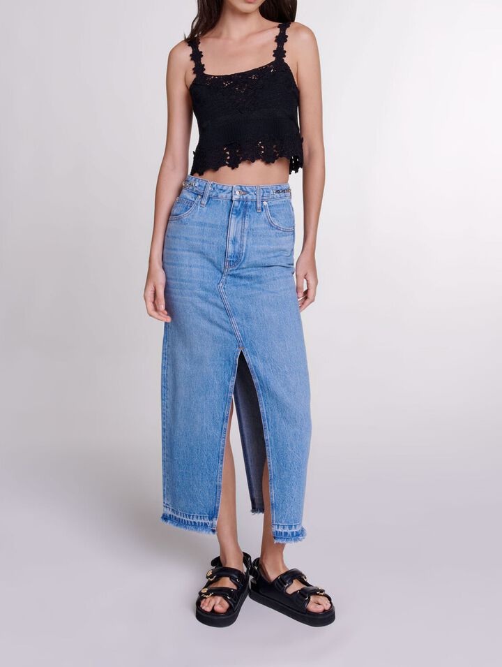 Long denim skirt