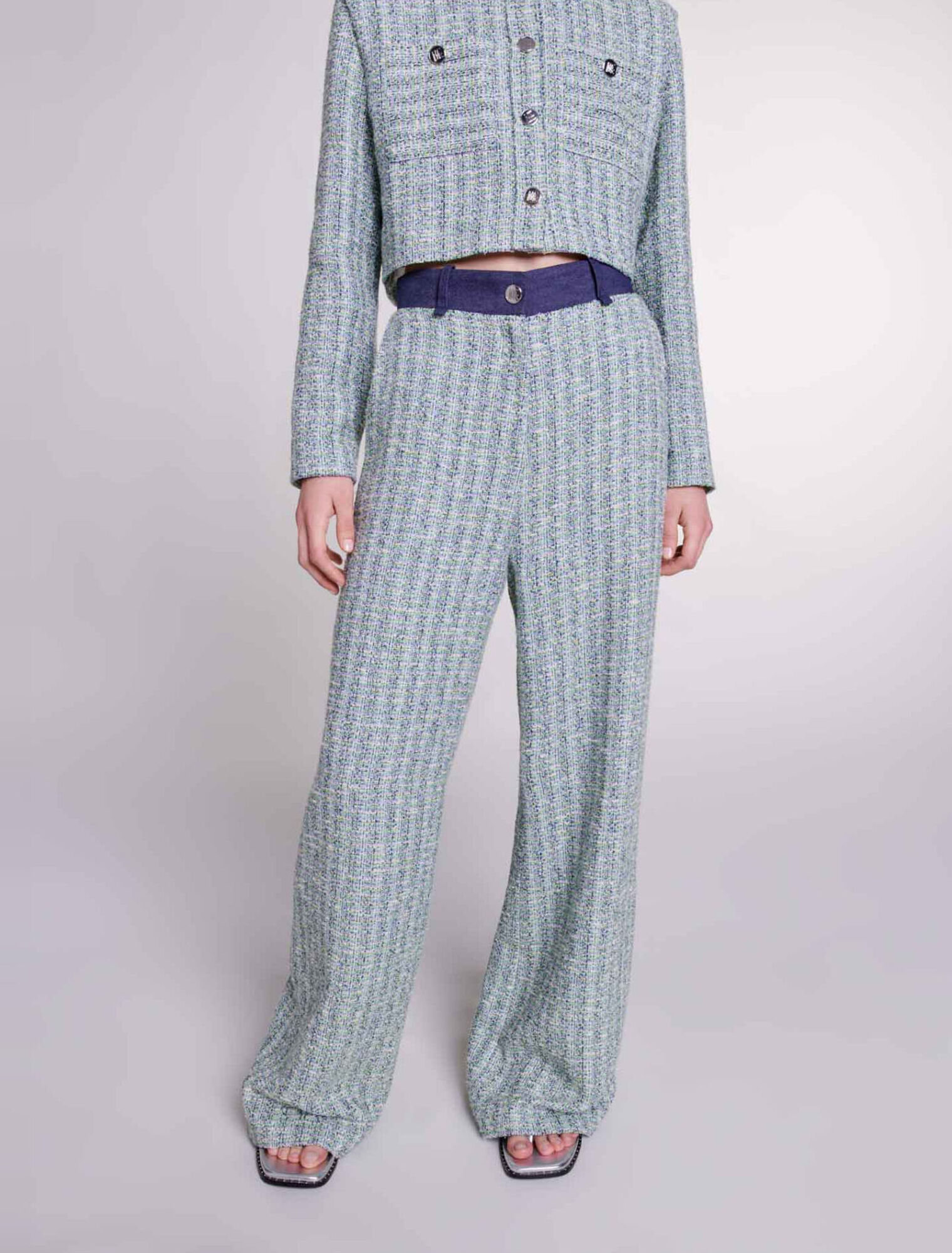 Pantalon large en tweed