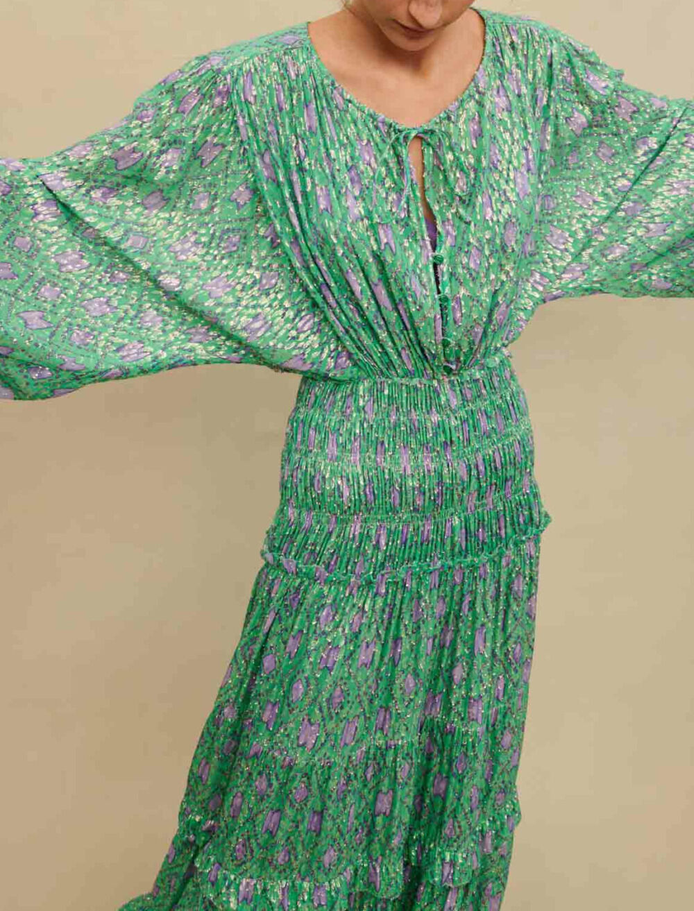 Maje robe longue verte shop