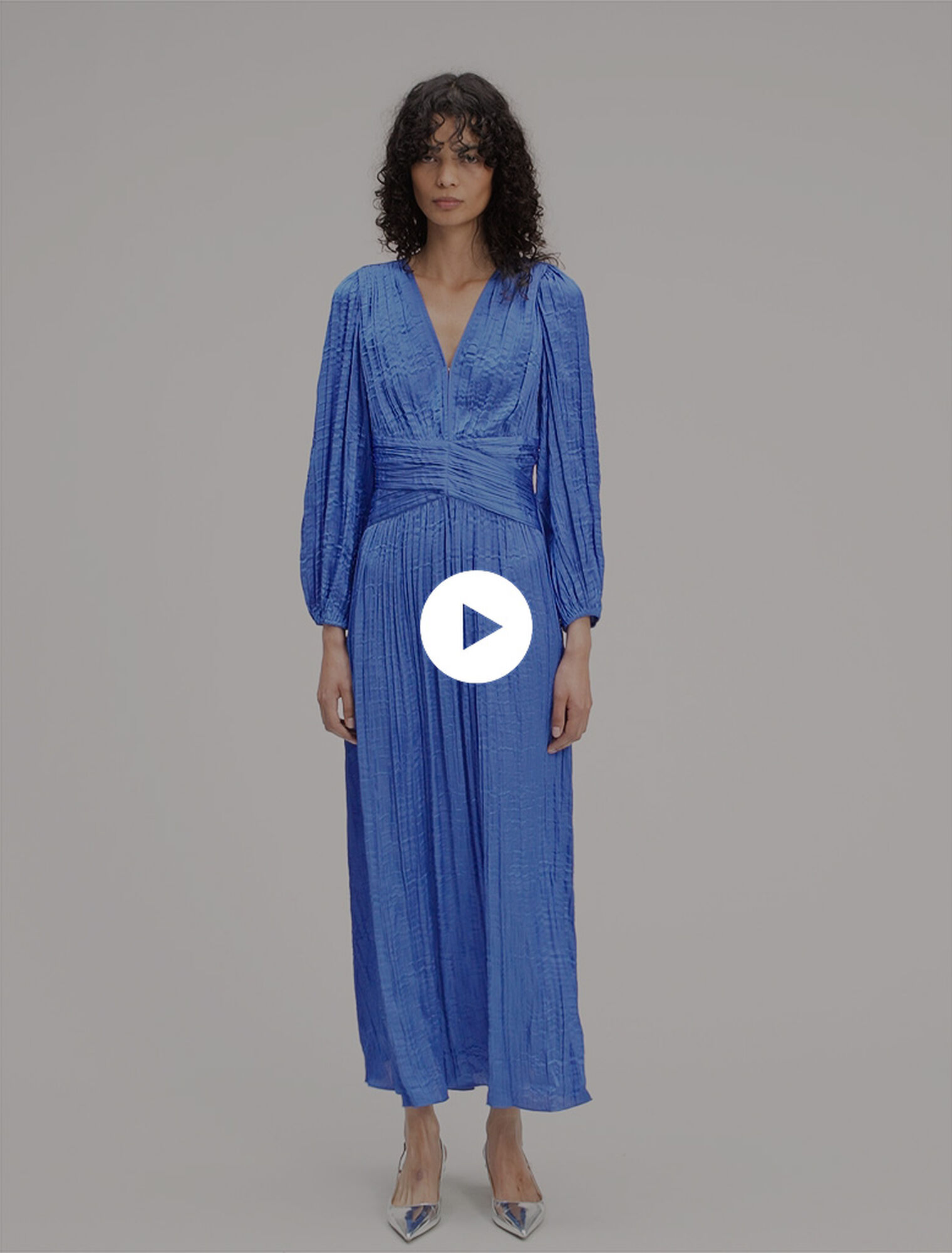 Pleated satin maxi dress