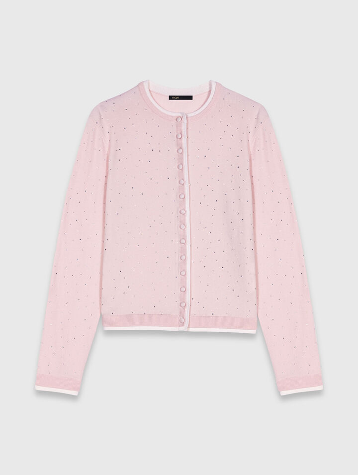 Cardigan 100% laine avec strass 