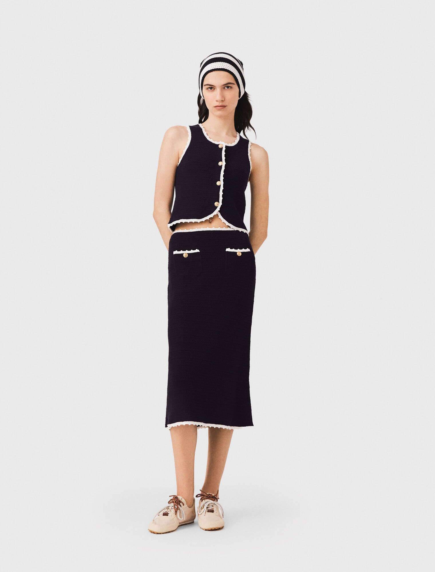 Jupe midi avec finitions en crochet