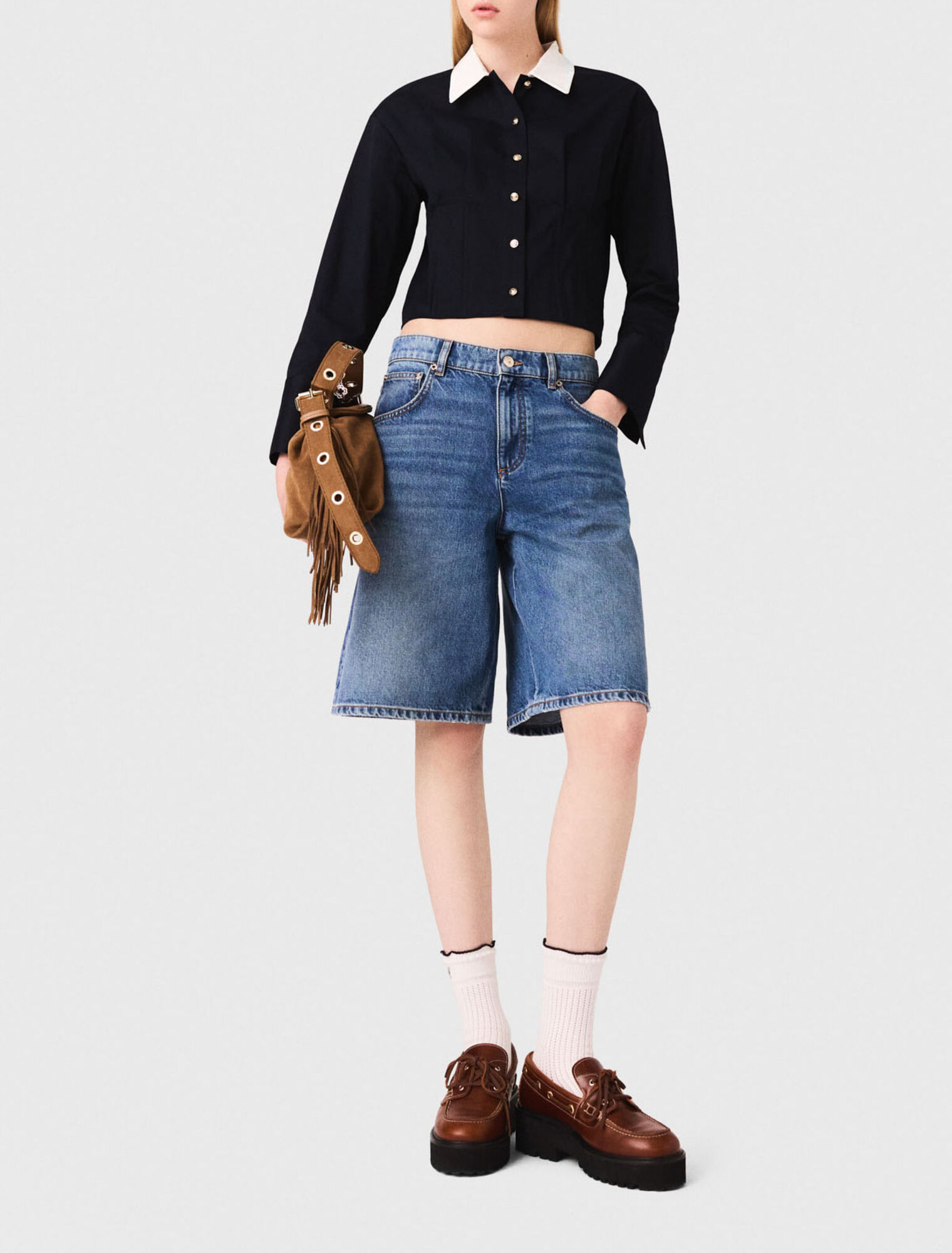 Chemise courte en popeline