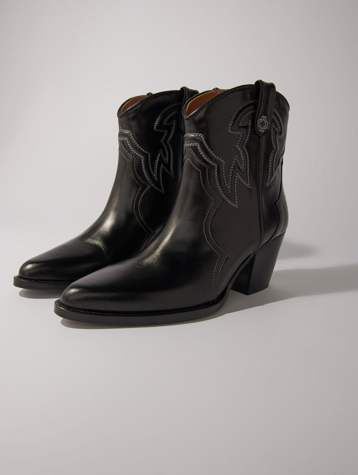 Bottines santiags en cuir