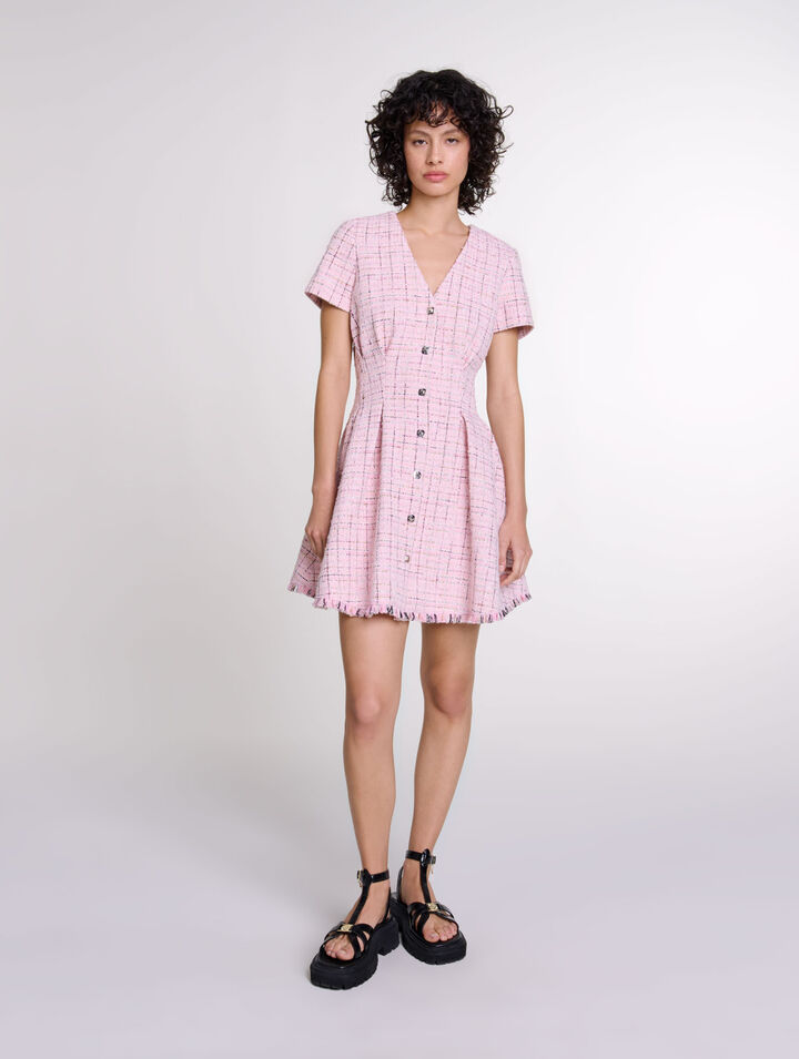 Robe babydoll en tweed