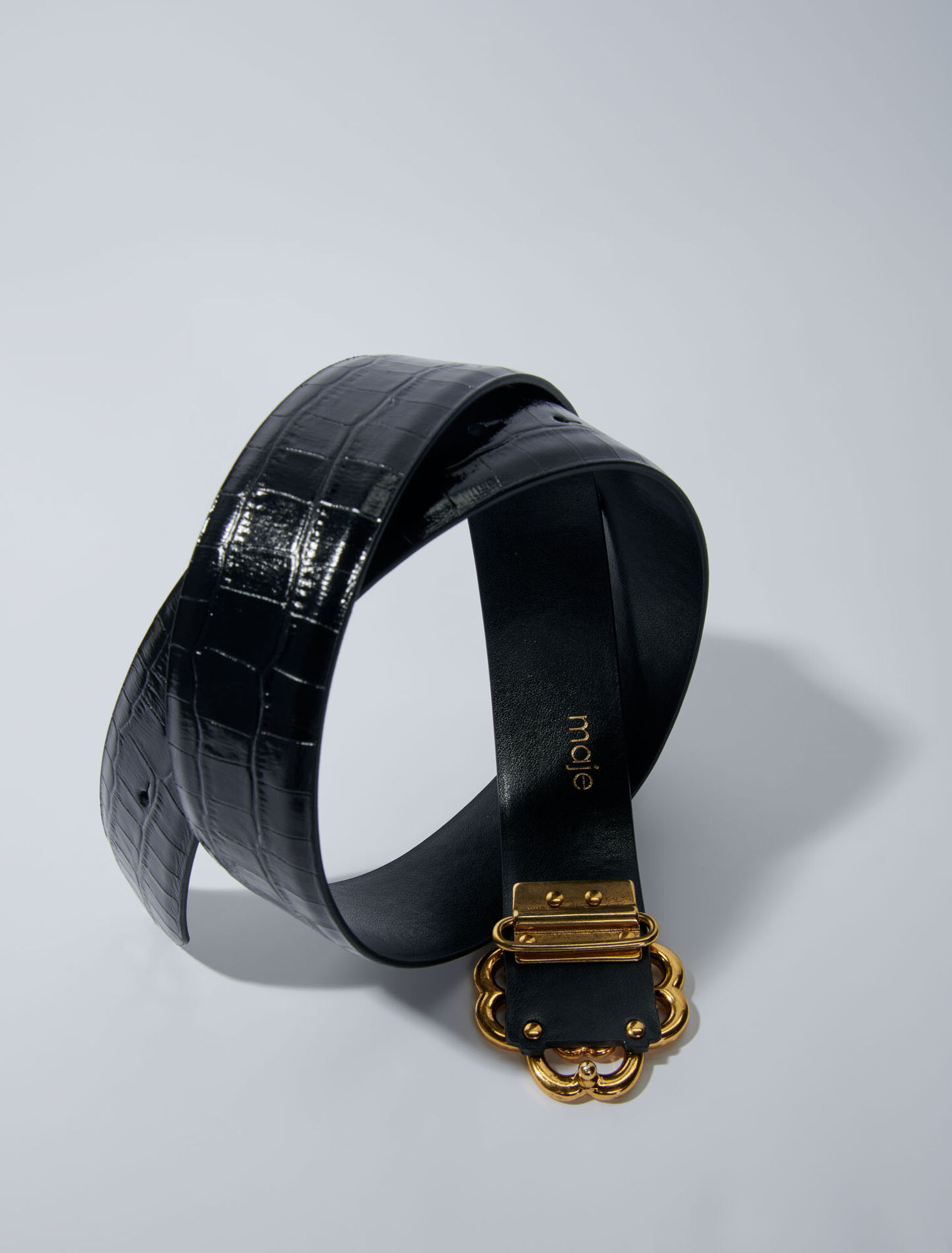 Ceinture Clover en cuir effet croco