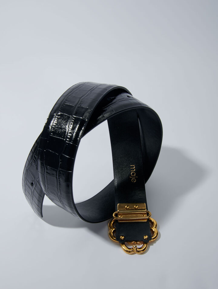 Ceinture Clover en cuir effet croco