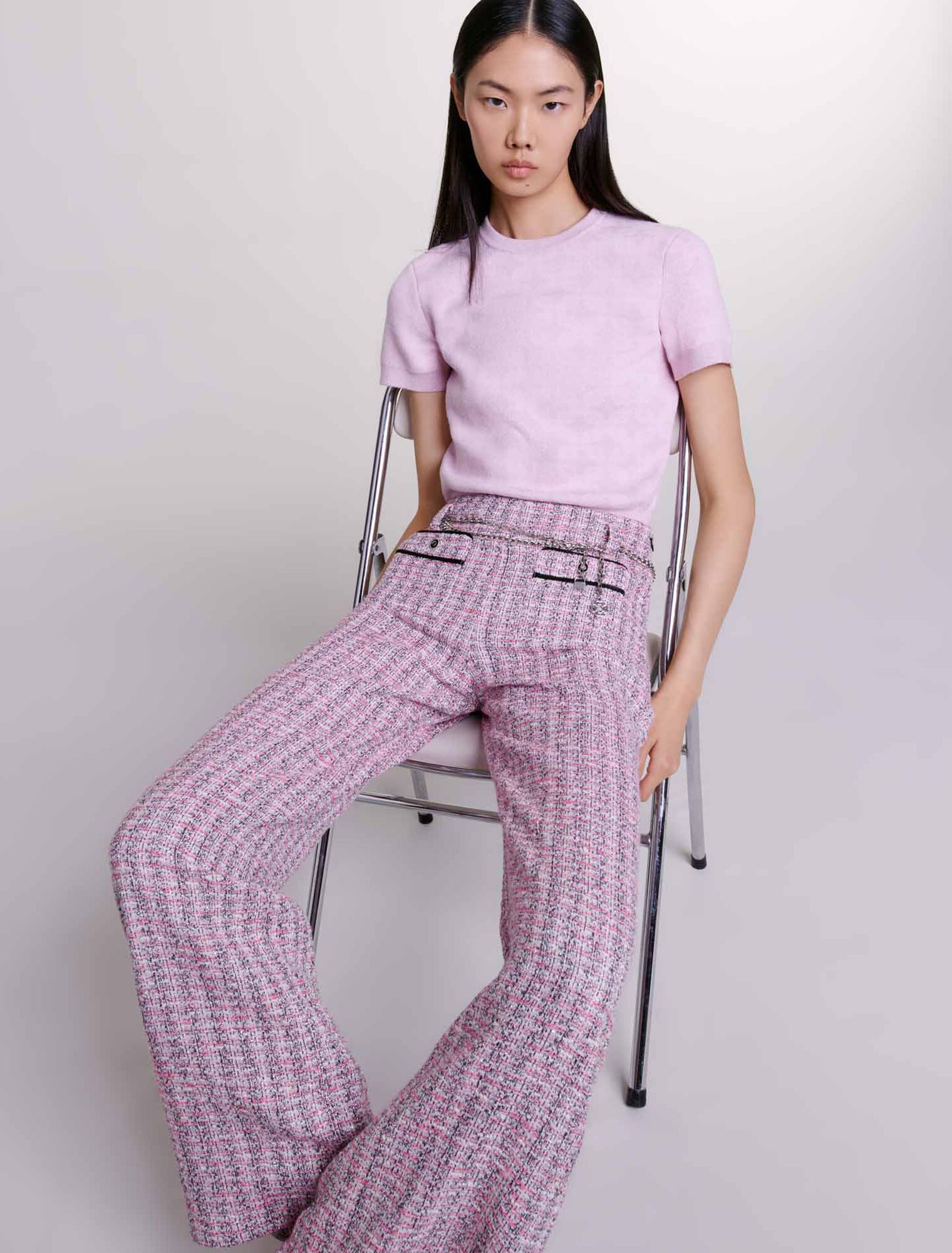 Pull court en maille jacquard