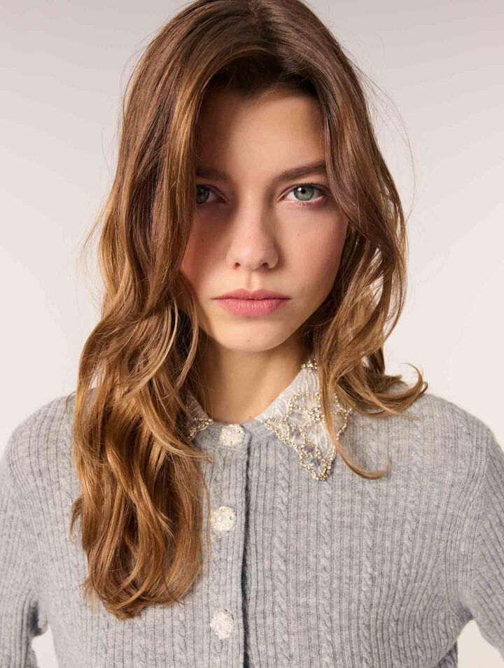 Cardigan à col bijoux amovible