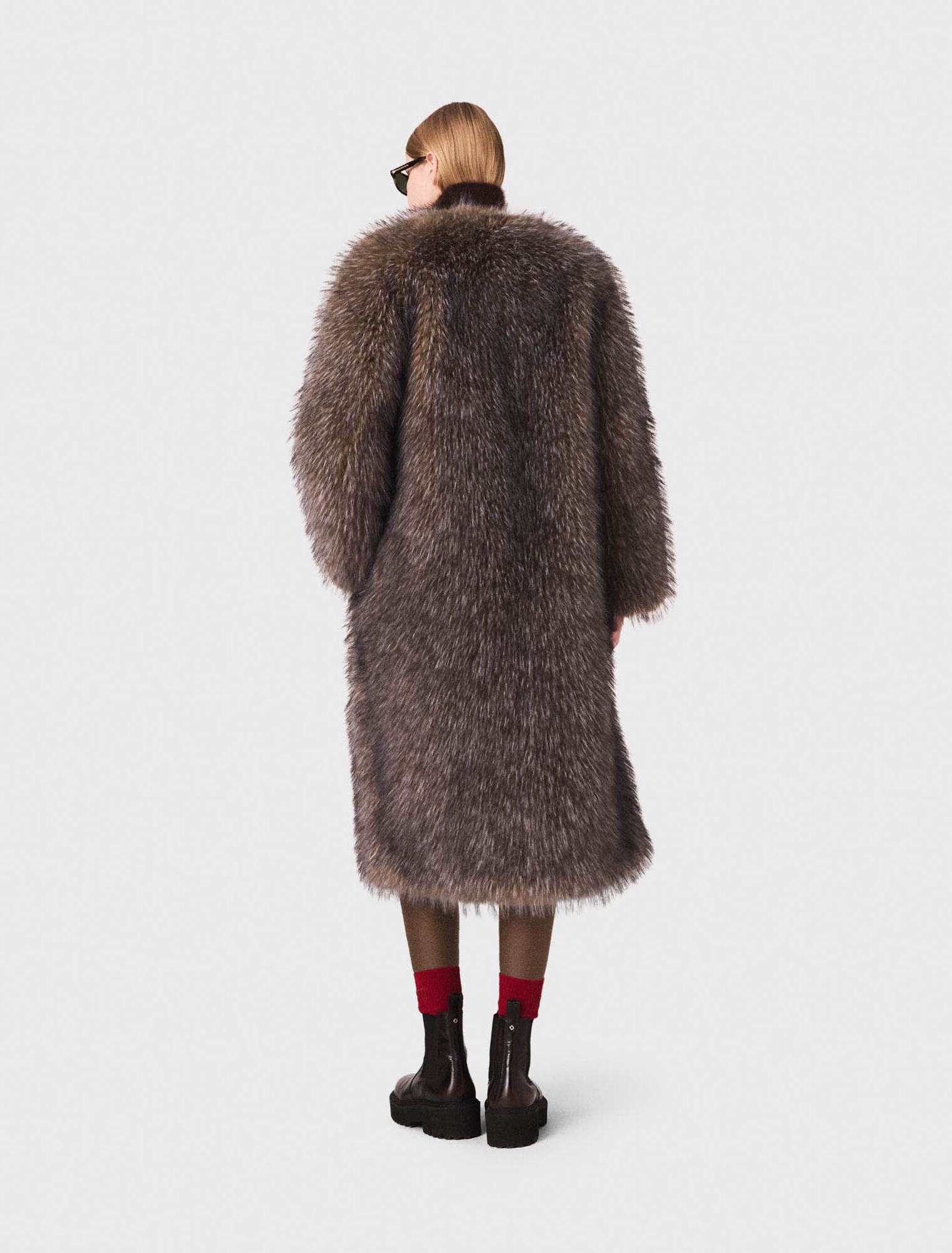 Manteau long en fausse fourrure