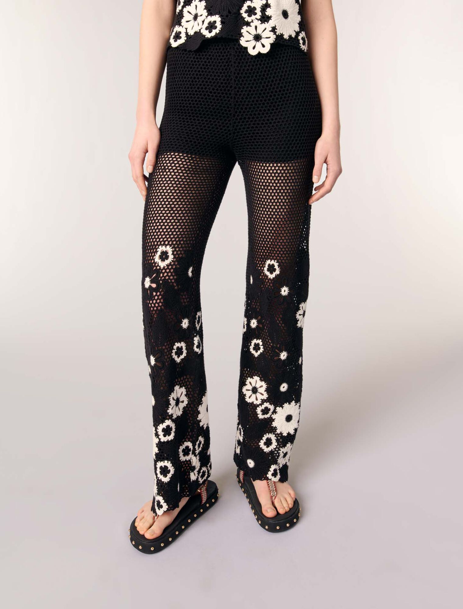 Pantalon en crochet floral