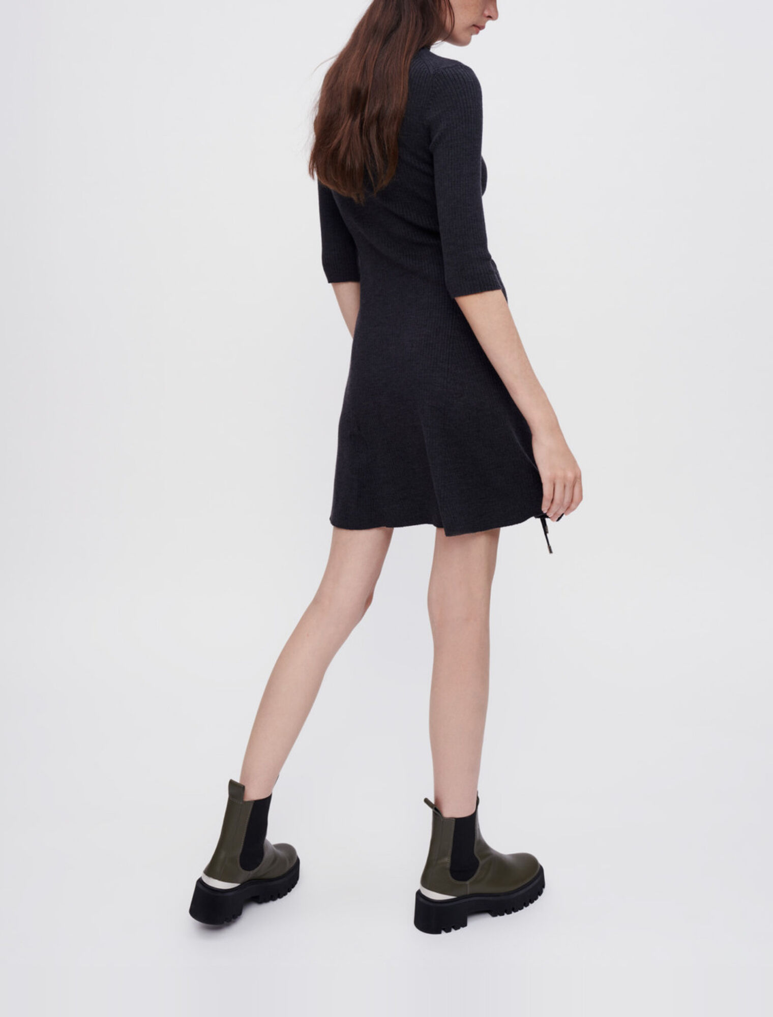 Mesh dress with metal eyelets