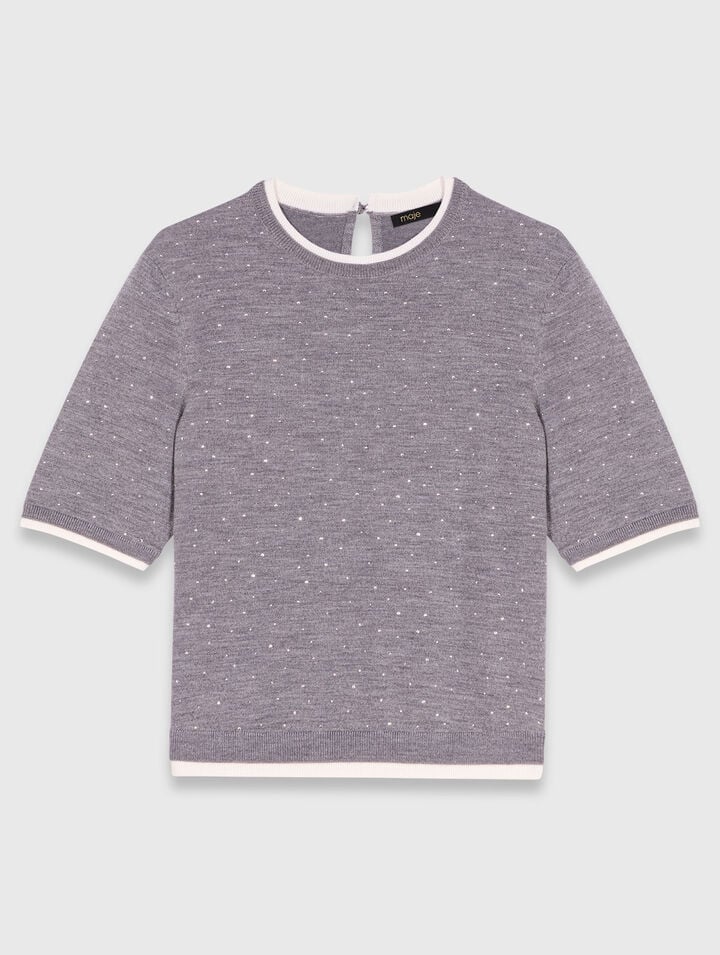 Pull 100% laine à manches courtes