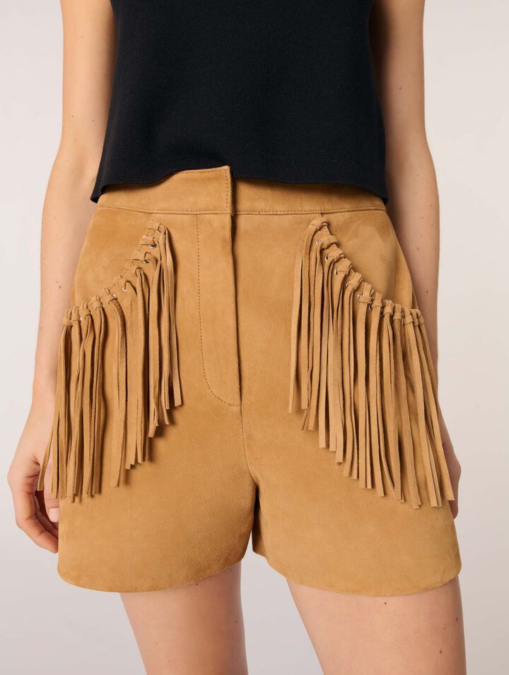 Short à franges en nubuck