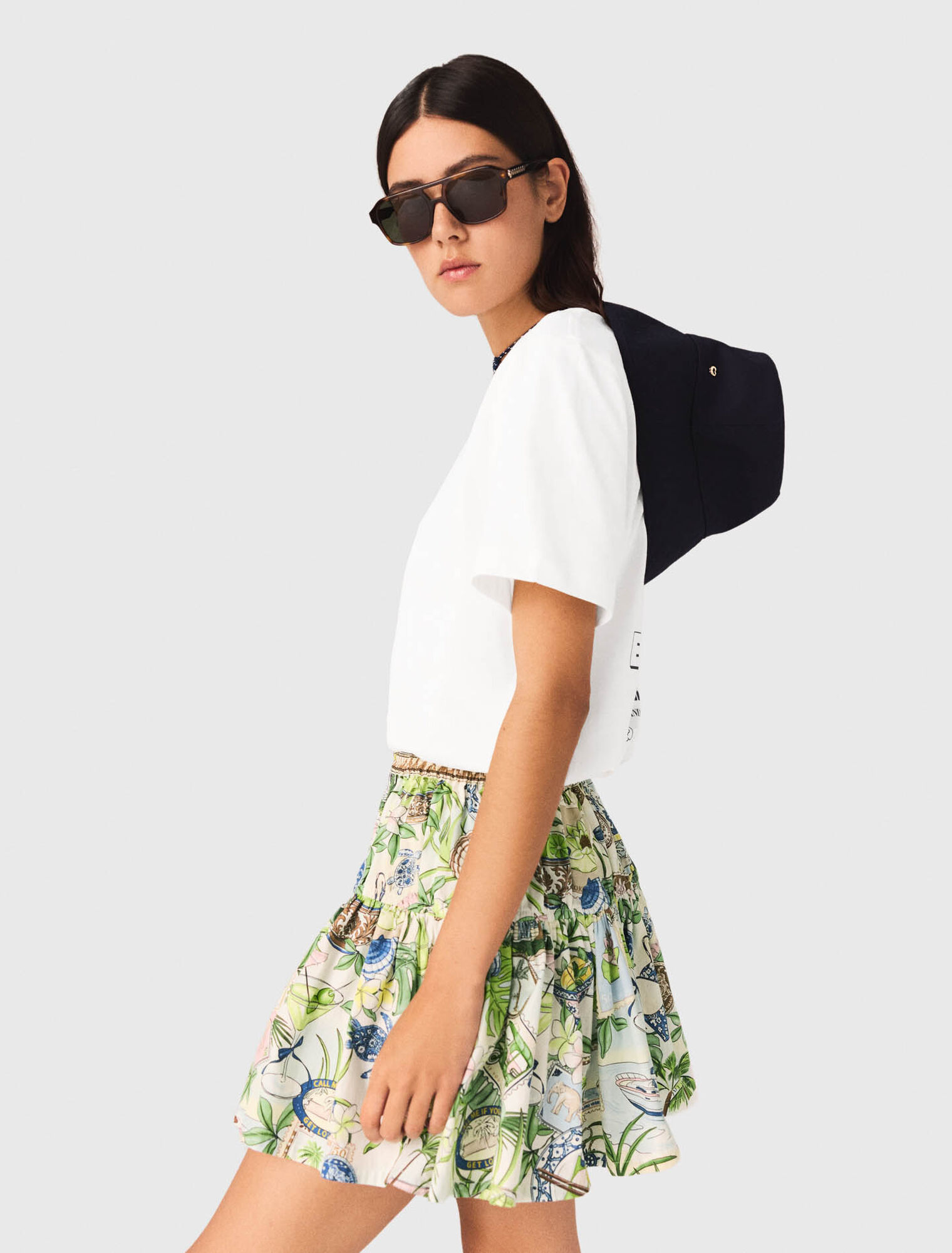 Jupe &agrave; volants imprim&eacute;e