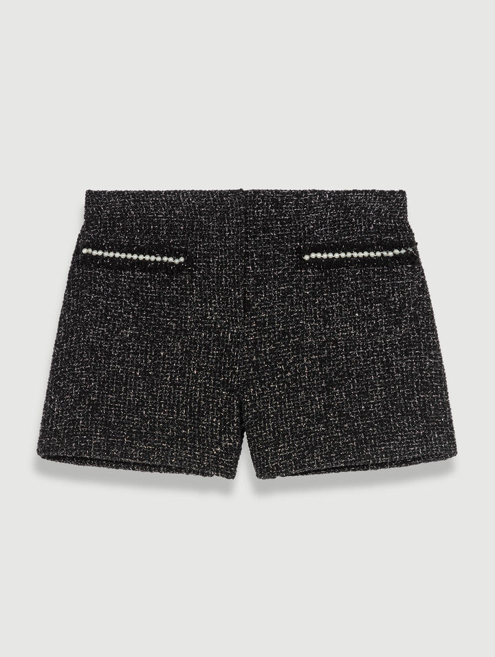 Short en tweed pailleté