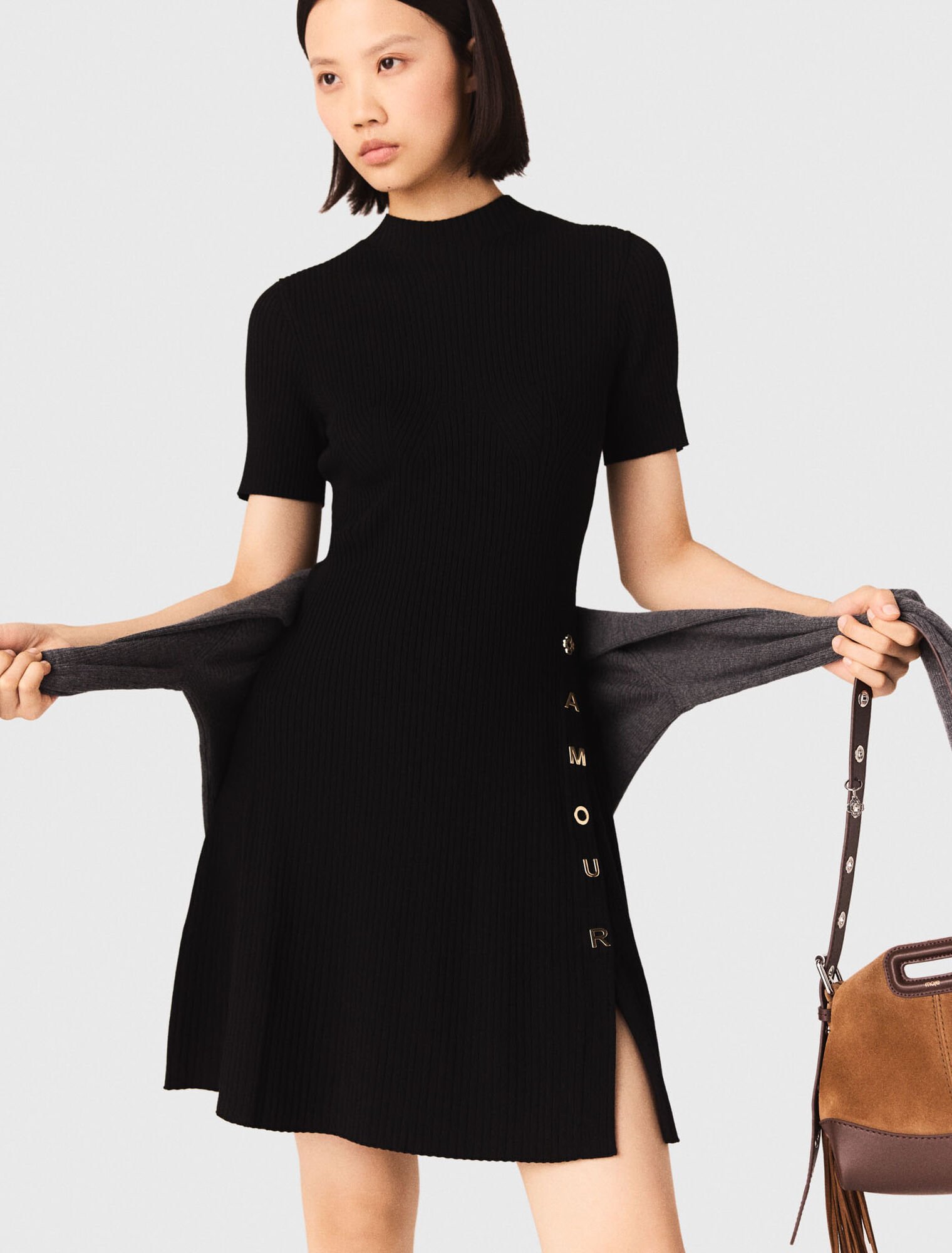 Short knit button dress