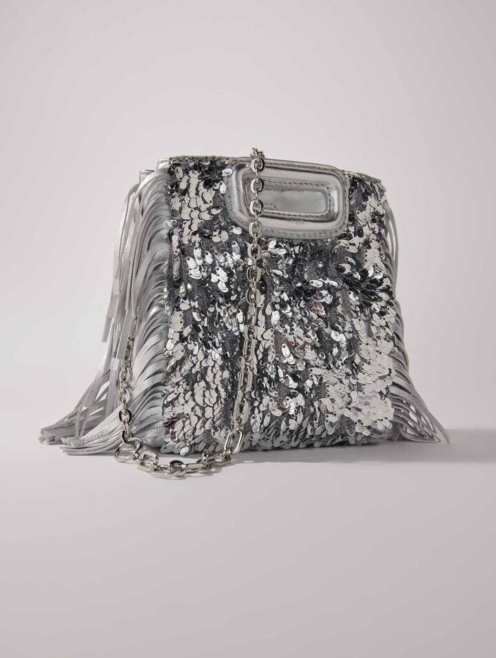 Sac M mini en sequins argents