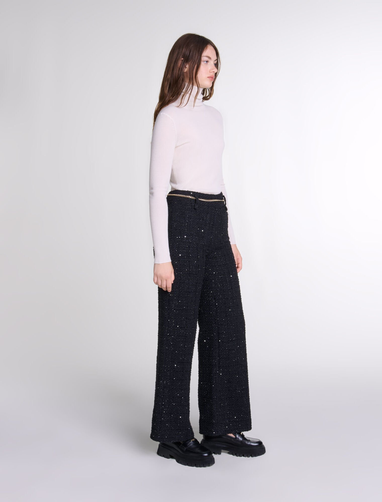 Pantalon en tweed sequins
