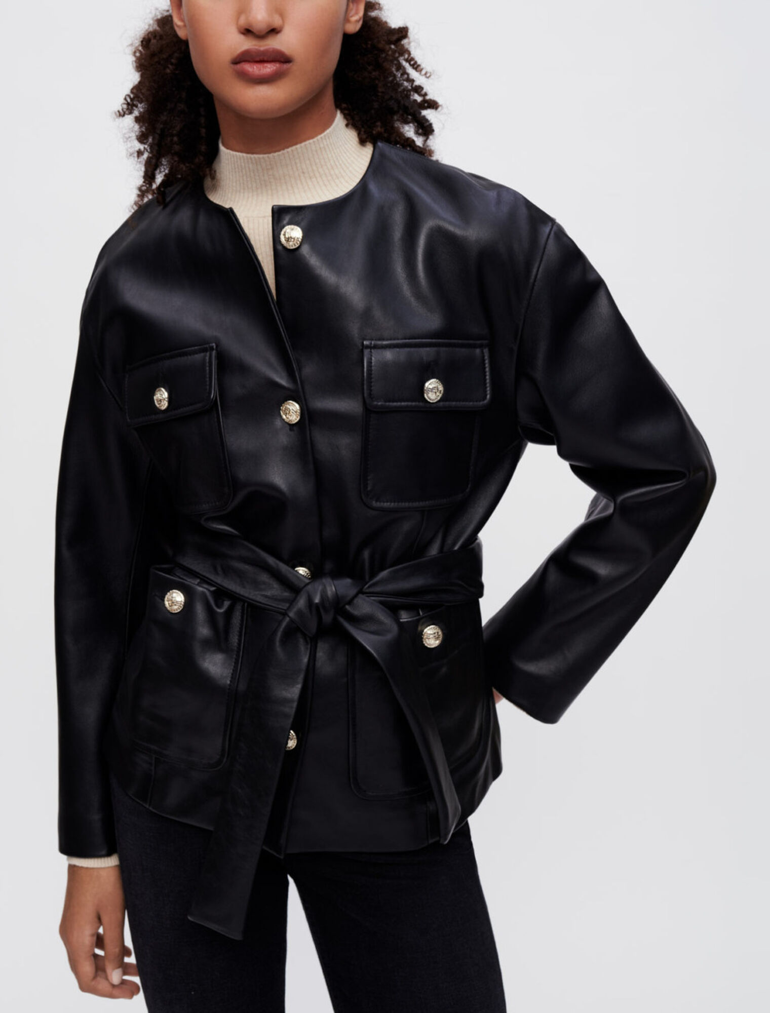 Blouson façon veste 4 poches en cuir