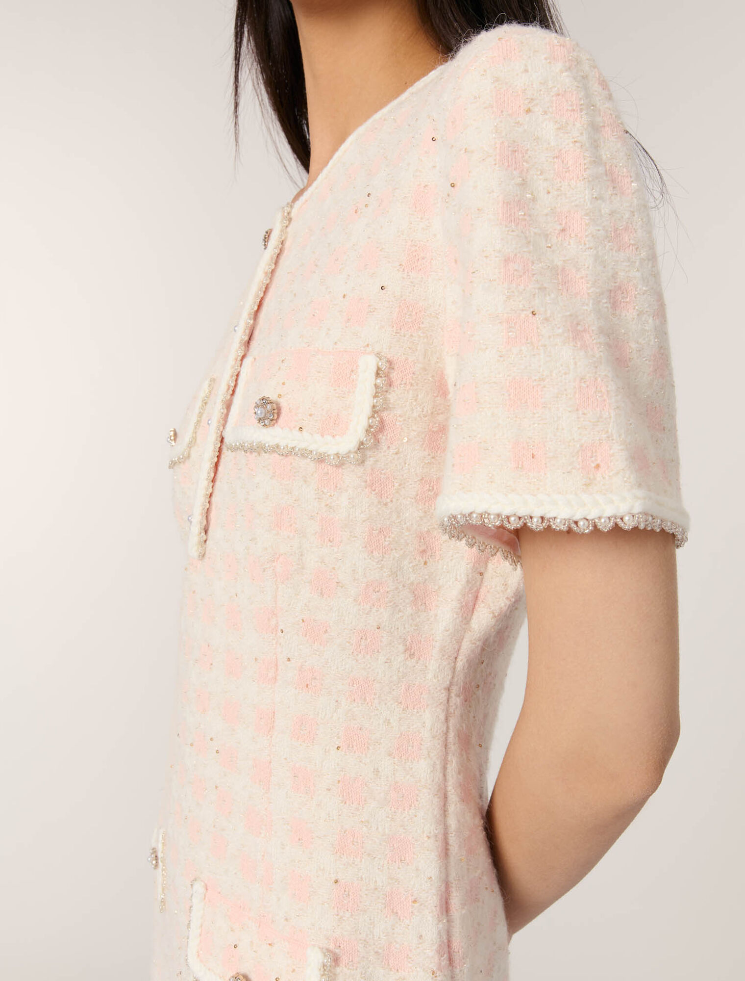 Robe courte en maille effet tweed