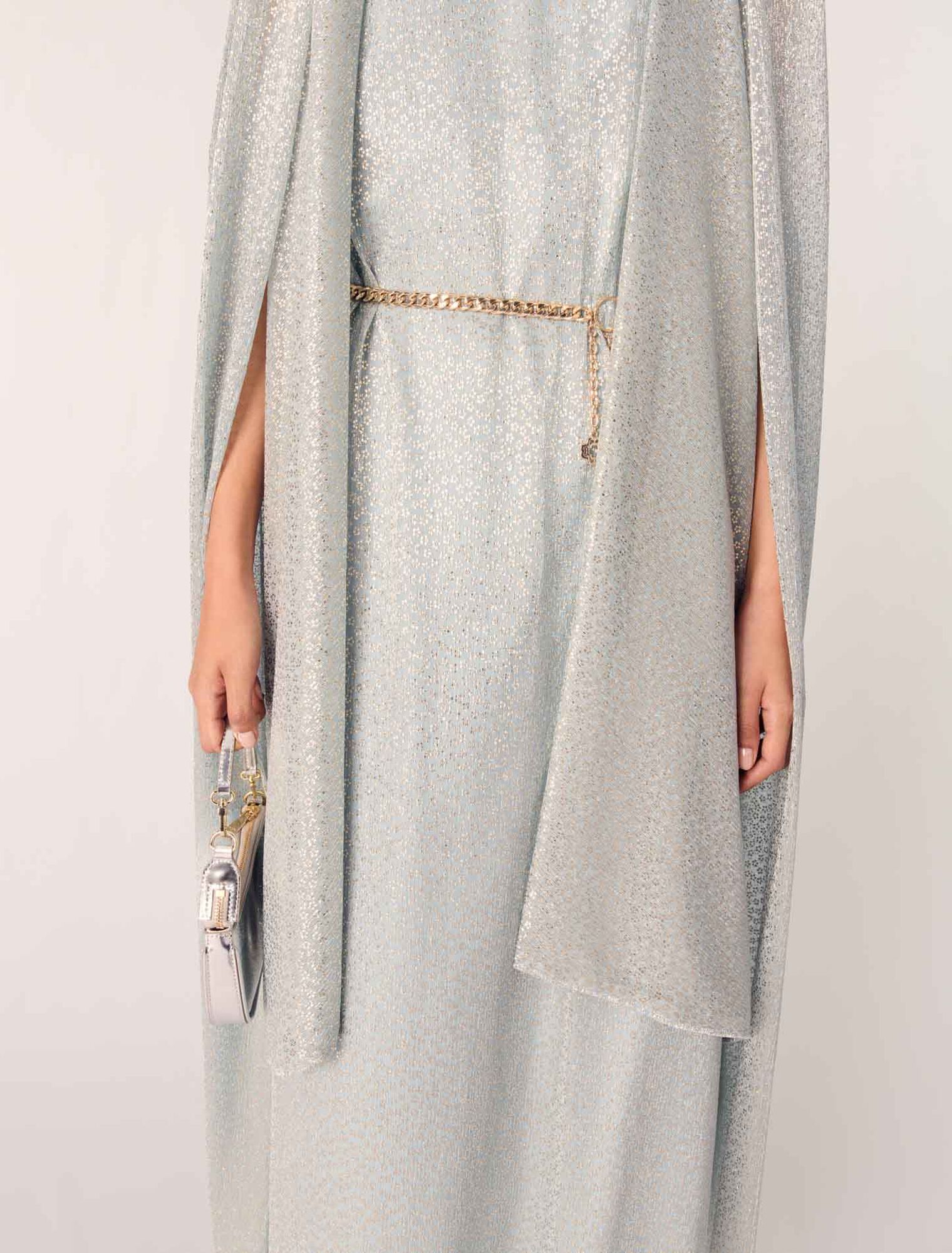 Lurex cape maxi dress