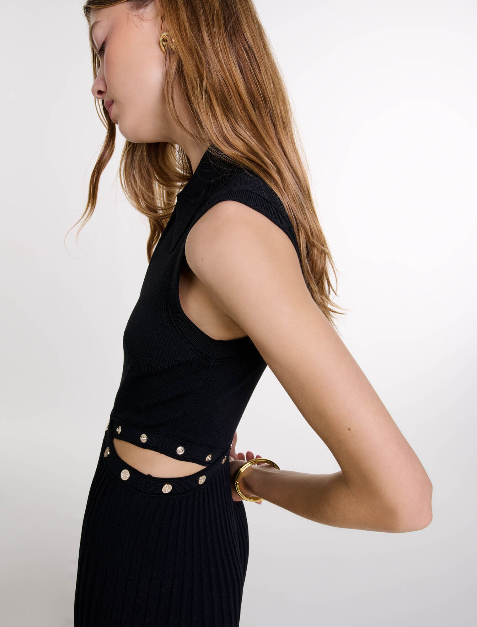 Robe longue en maille côtelée