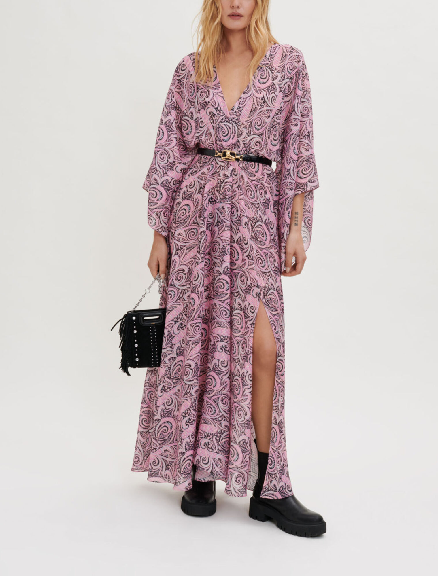 Paisley print flowing scarf dress