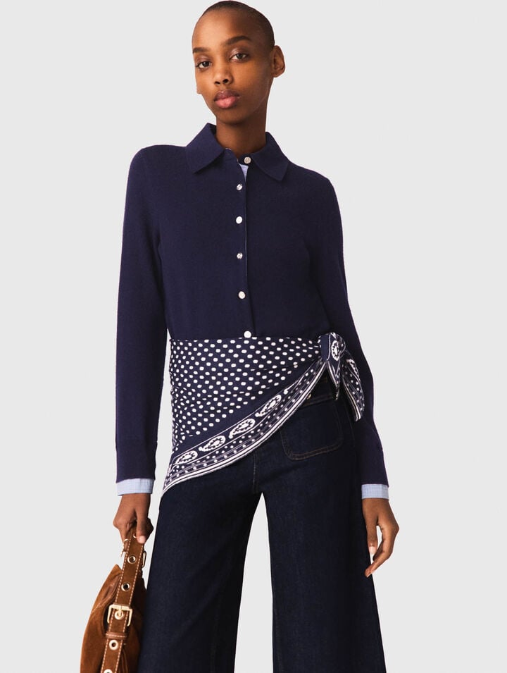 Cardigan polo &agrave; d&eacute;tails amovibles