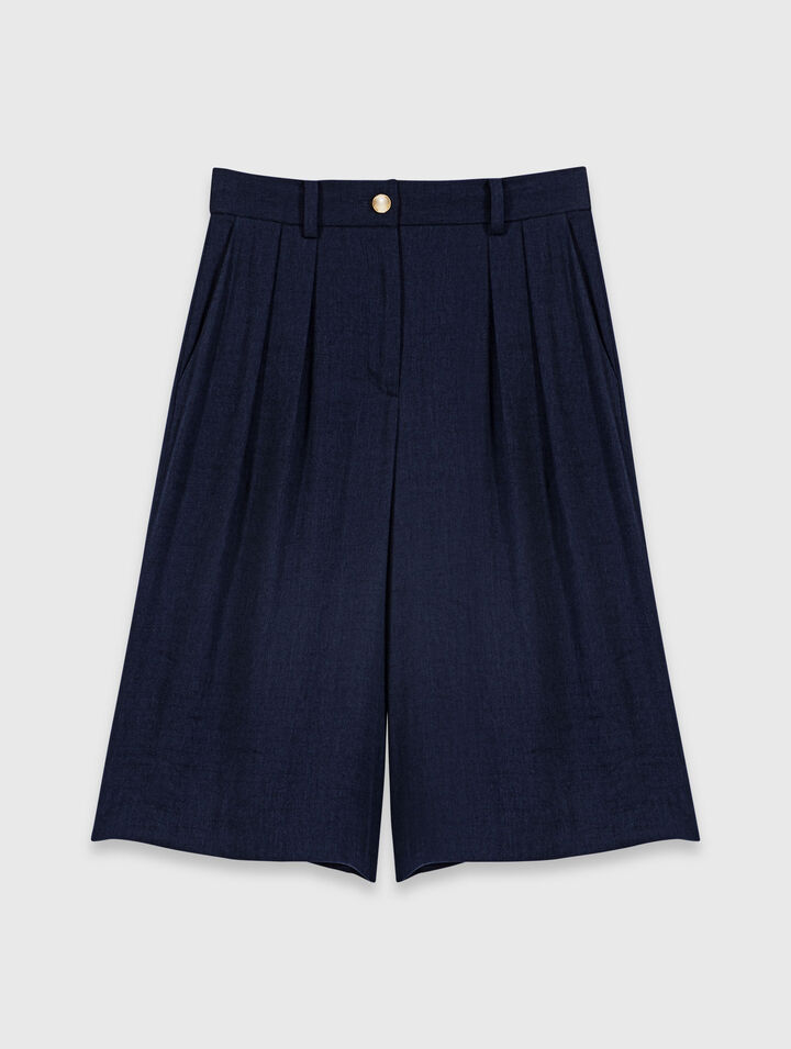 Bermudas en lin m&eacute;lang&eacute;